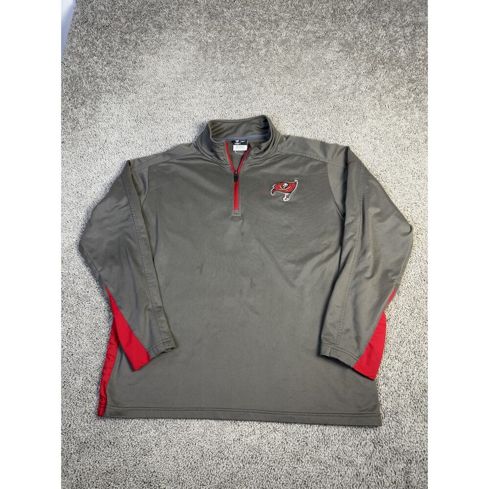 Tampa Bay Buccaneers Jacket Mens L Gray NFL Football Nike Quarter Zip Pullover